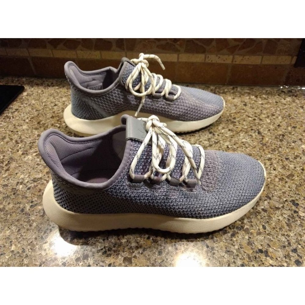 Adidas Shoes Size 4.5 Youth Athletic Tennis Girls Tubular Gray White Sneakers - Picture 5 of 7
